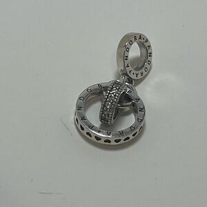 PANDORA LOGO CIRCLES DANGLE CHARM,STERLING SILVER 925
